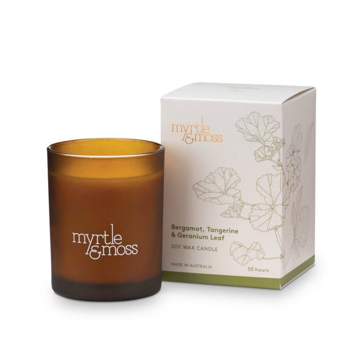 Myrtle and Moss Bergamot Rind, Tangerine & Geranium Leaf Soy Wax Candle