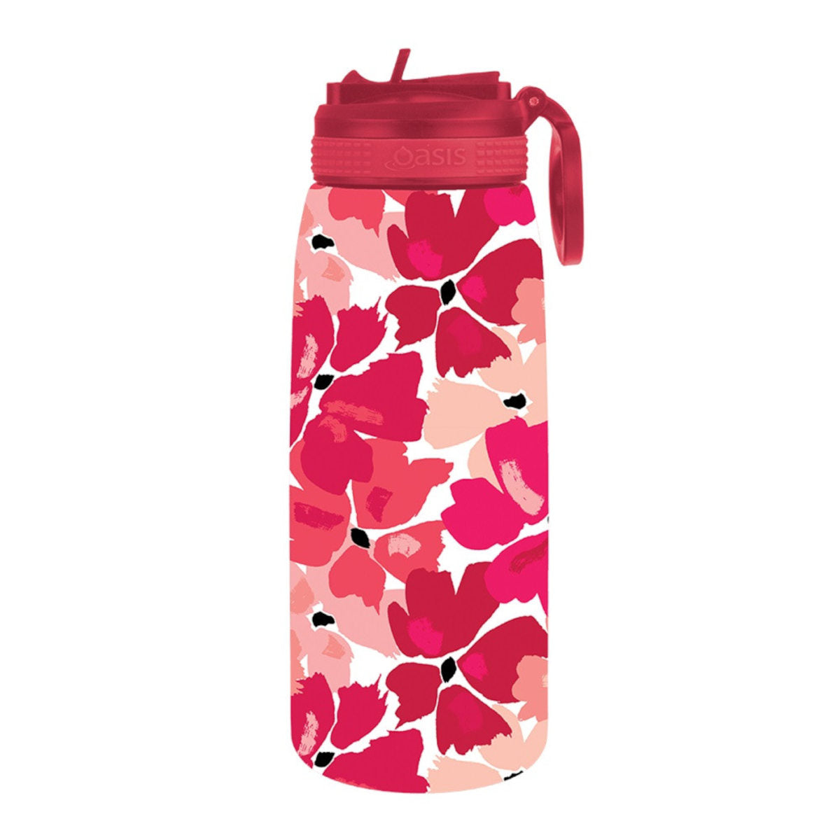 Oasis Stainless Steel Sports Bottle with Straw Red Poppies 780ml | Minimax