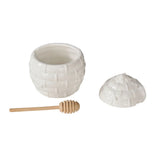 Davis & Waddell Wildflower & Hive Honey Jar with Dipper White