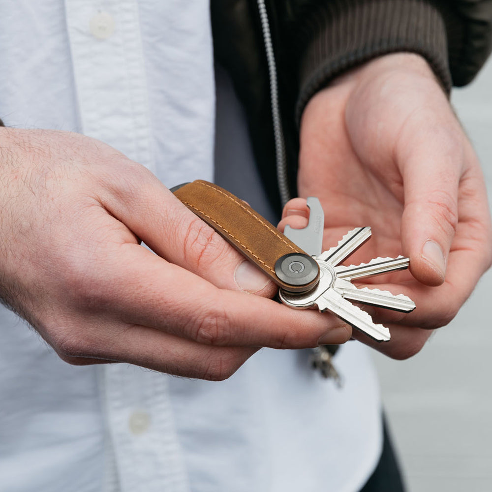 Orbitkey Crazy Horse Leather Key Organiser Chestnut Brown