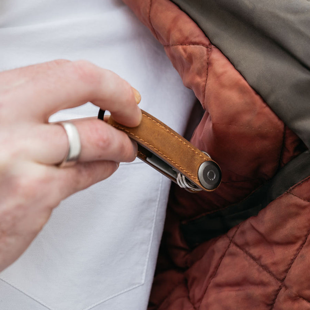 Orbitkey Crazy Horse Leather Key Organiser Chestnut Brown