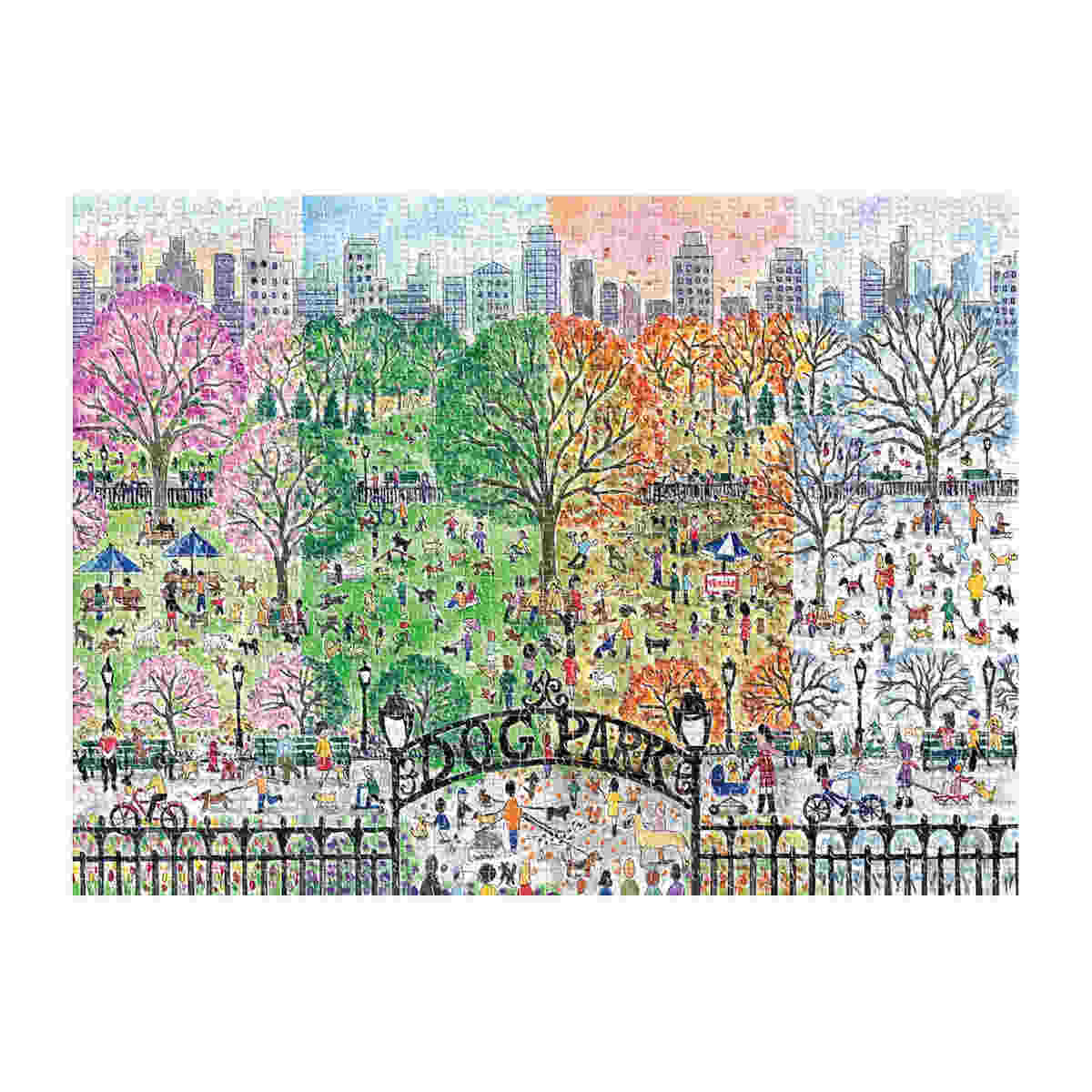 Galison Storrings Dog Park in Four Seasons Puzzle - 1000pcs Multi-Coloured | Minimax