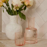 Pilbeam Living Blooming Bee Carafe Set Pink 770ml with etched floral design and matching glass