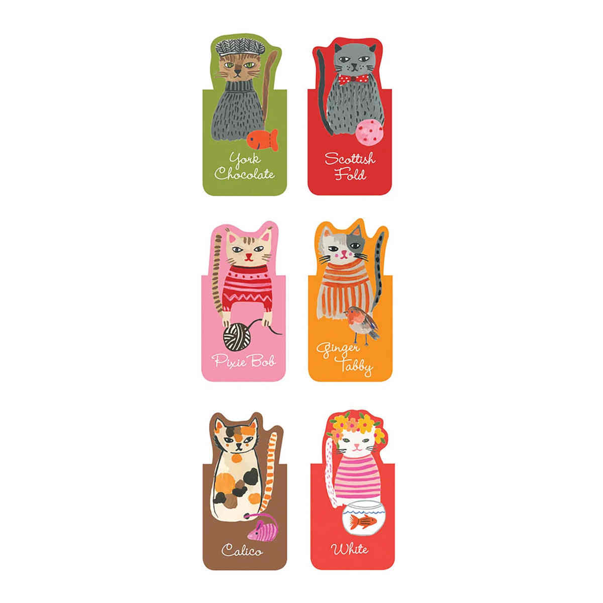 Galison Cool Cats Magnetic Bookmarks 6pcs Set Multi-Coloured | Minimax