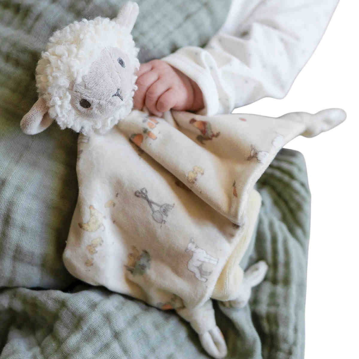 The Little Linen Co Baby Comforter / Security Blanket Farmyard Lamb | Minimax