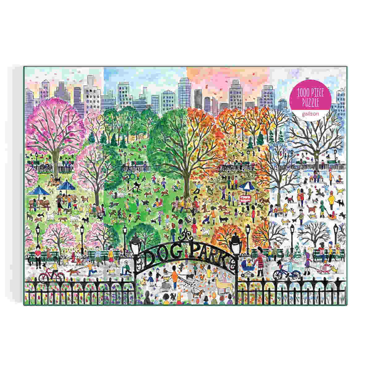 Galison Storrings Dog Park in Four Seasons Puzzle - 1000pcs Multi-Coloured | Minimax