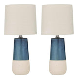 Amalfi Nash Table Lamp 2pcs Set Blue & Natural 23x23x49cm