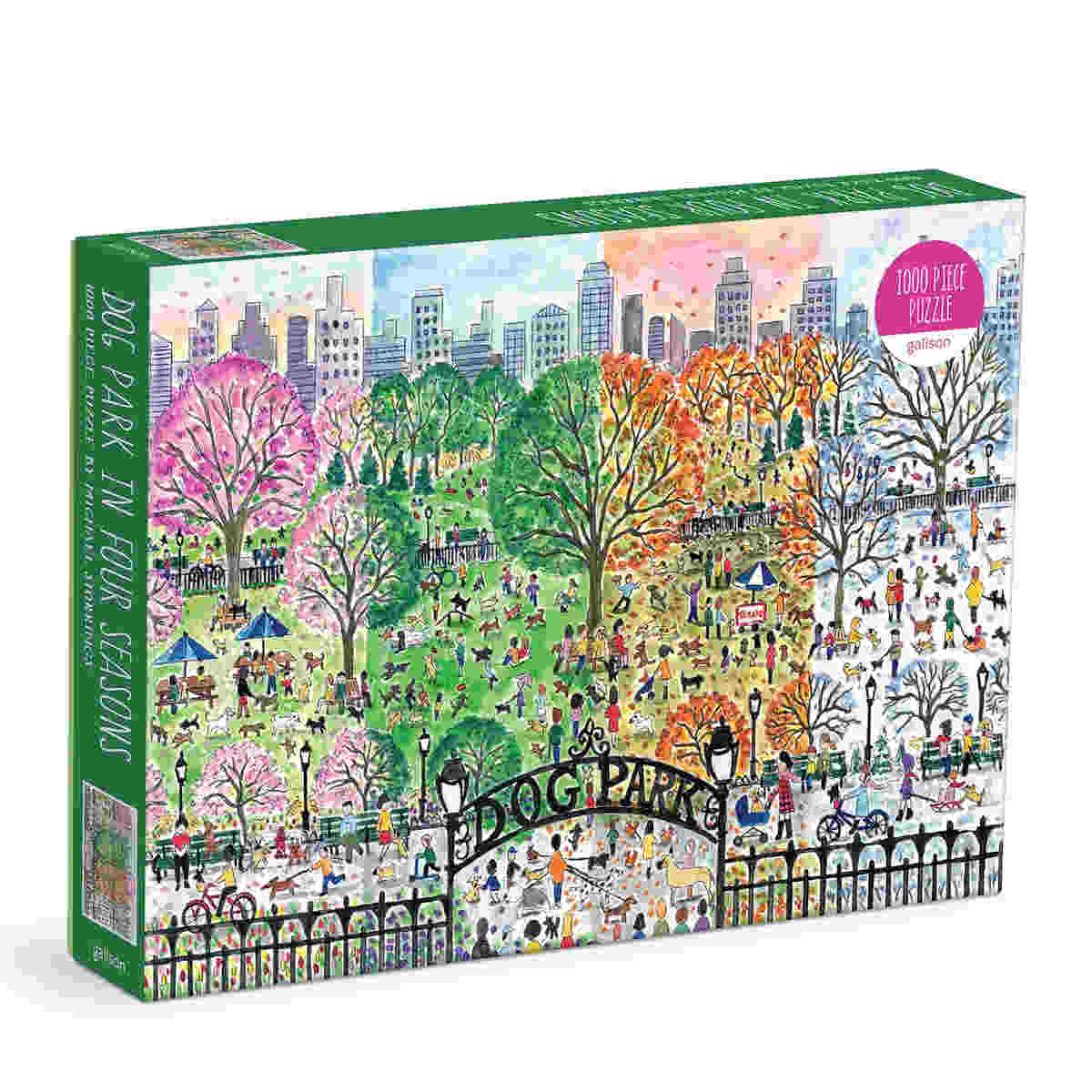 Galison Storrings Dog Park in Four Seasons Puzzle - 1000pcs Multi-Coloured | Minimax