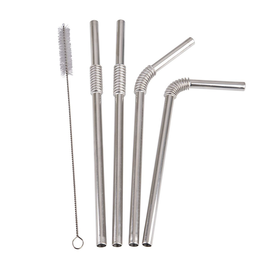 Turtleneck Straw Stainless Steel Flexible Straws Set of 4 with Brush | Minimax