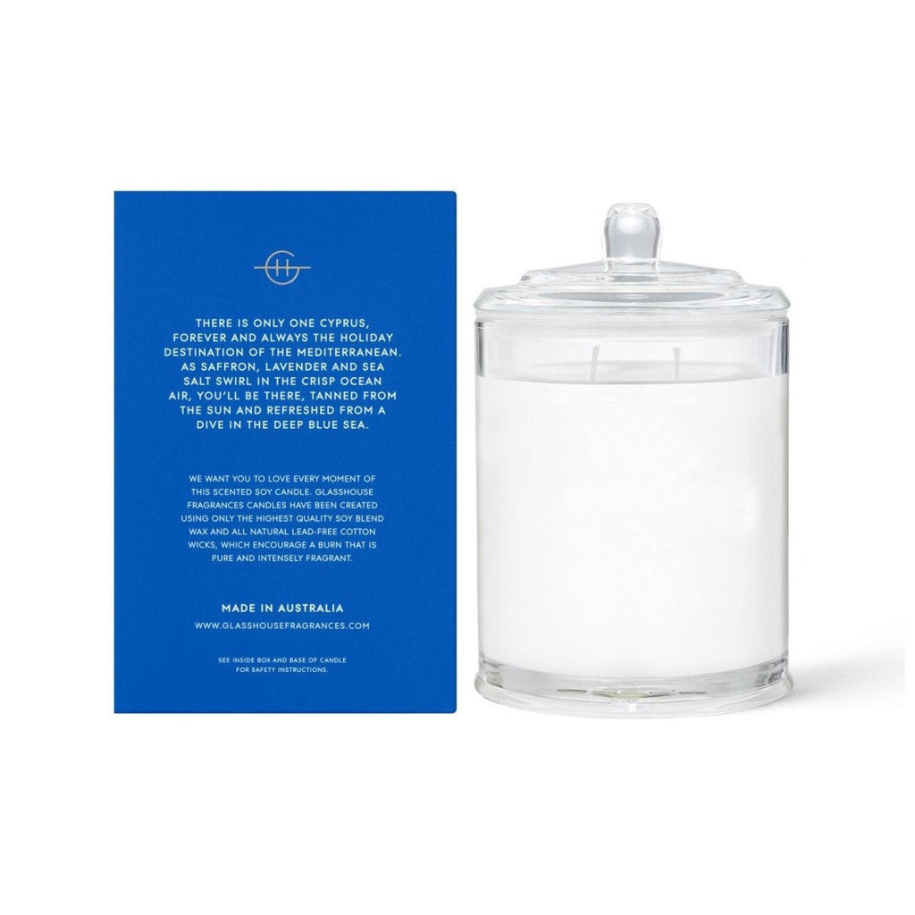 Glasshouse Fragrances Diving Into Cyprus Candle 380g