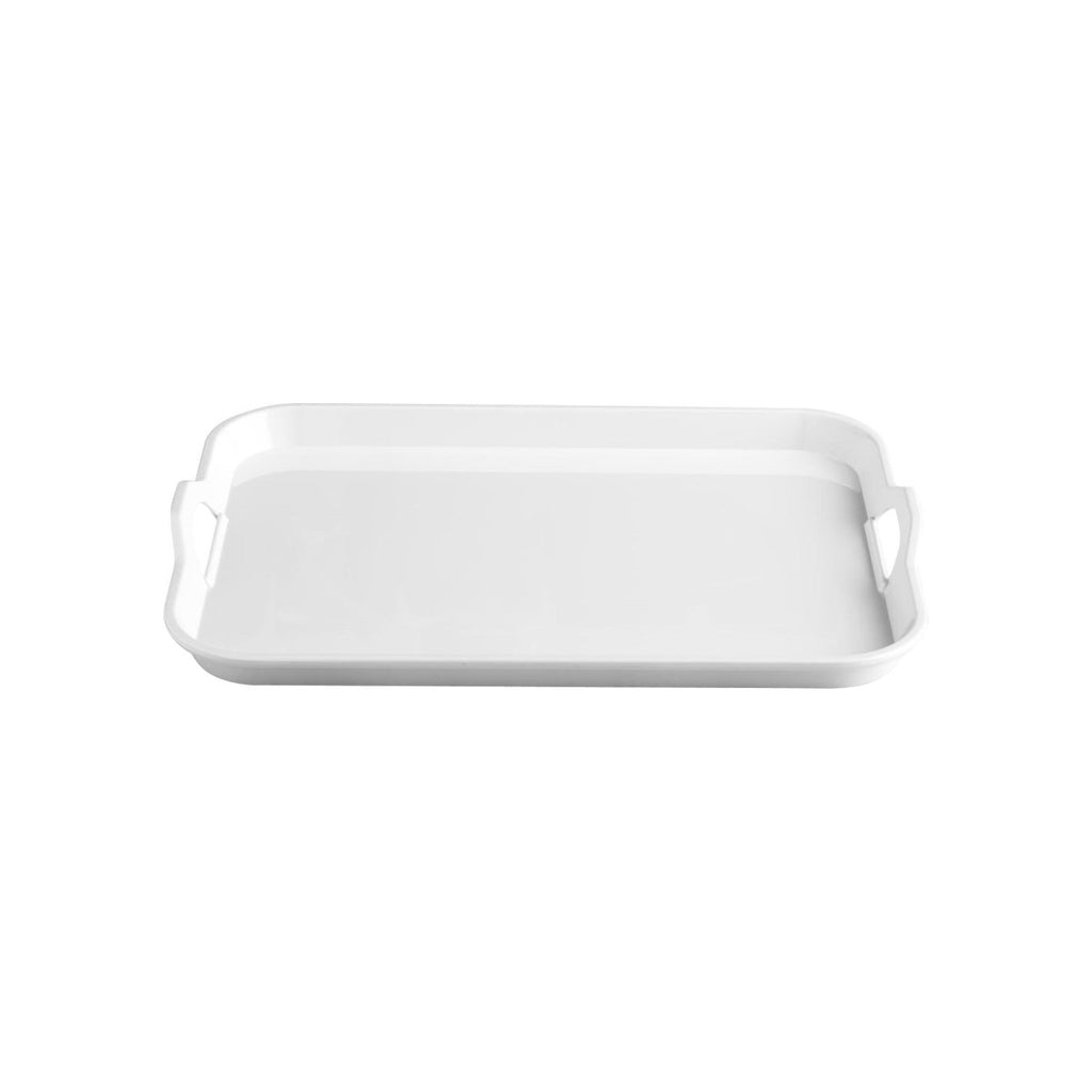 44cm x 32cm Melamine White Handled Tray - Minimax