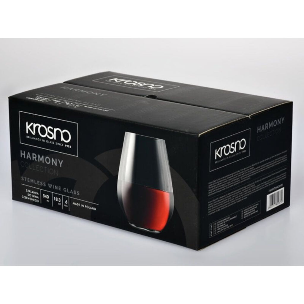 Krosno Harmony Stemless Wine Glasses 540ml (Set of 6) | Minimax