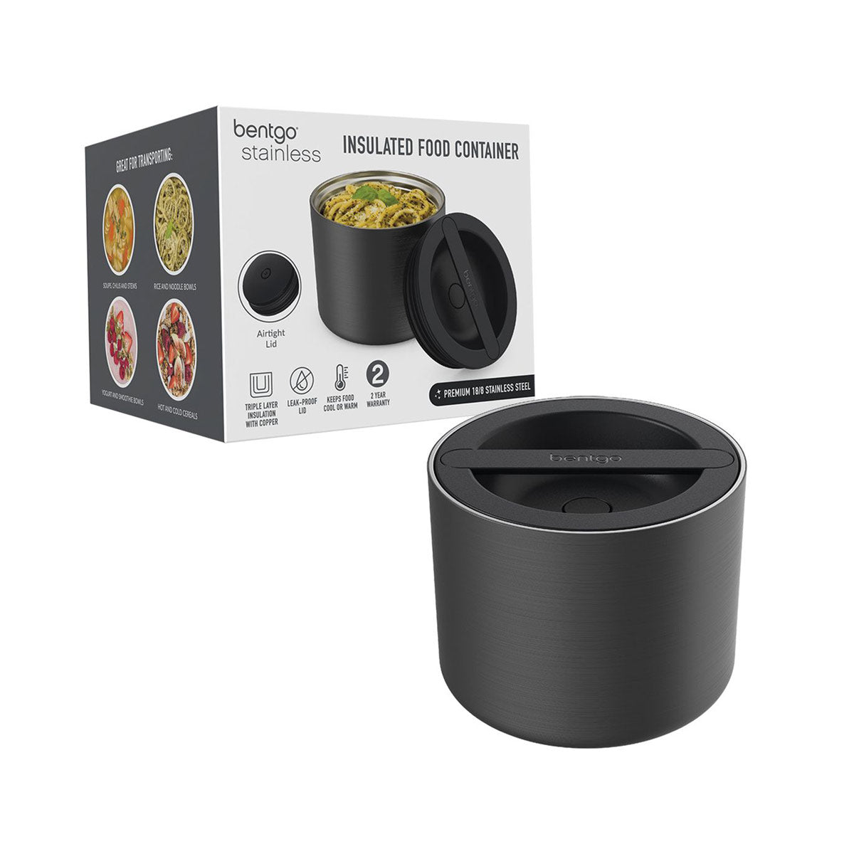 Bentgo Stainless Steel Insulated Food Container Black 560ml | Minimax