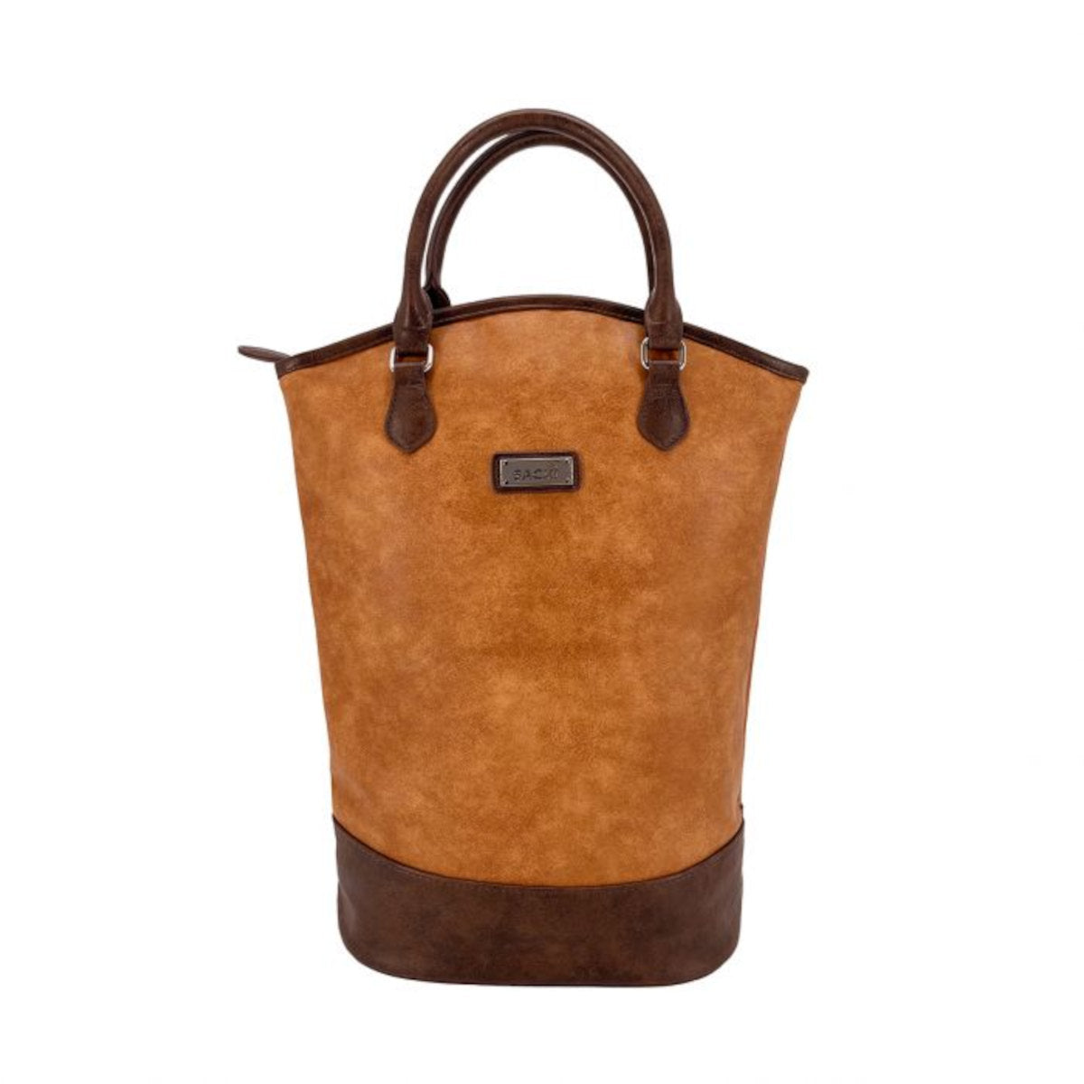 Sachi Faux Leather Two Bottle Wine Tote Tan | Minimax