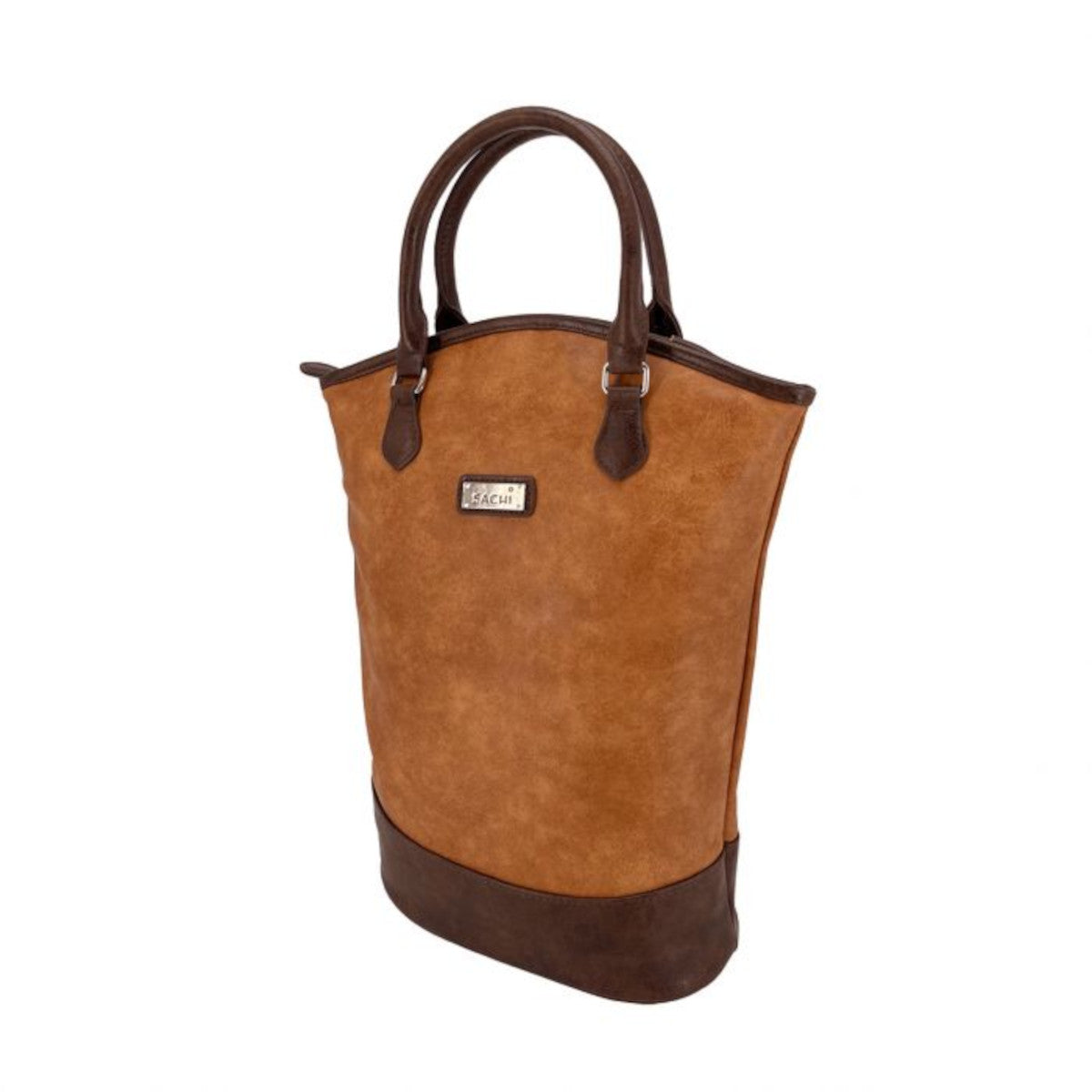 Sachi Faux Leather Two Bottle Wine Tote Tan | Minimax