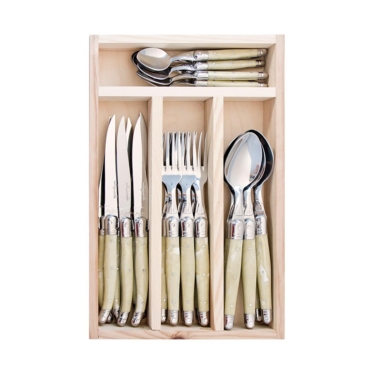 Laguiole Jean Dubost Deluxe Cutlery Set Light Horn 24 Piece | Minimax