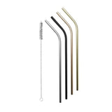 Avanti Stainless Steel Straws with Brush Precious Metal Set of 4 | Minimax