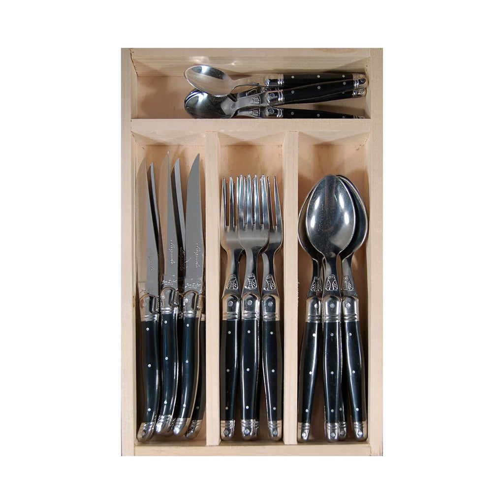 Laguiole Jean Dubost Deluxe 24 Piece Cutlery Set Black | Minimax