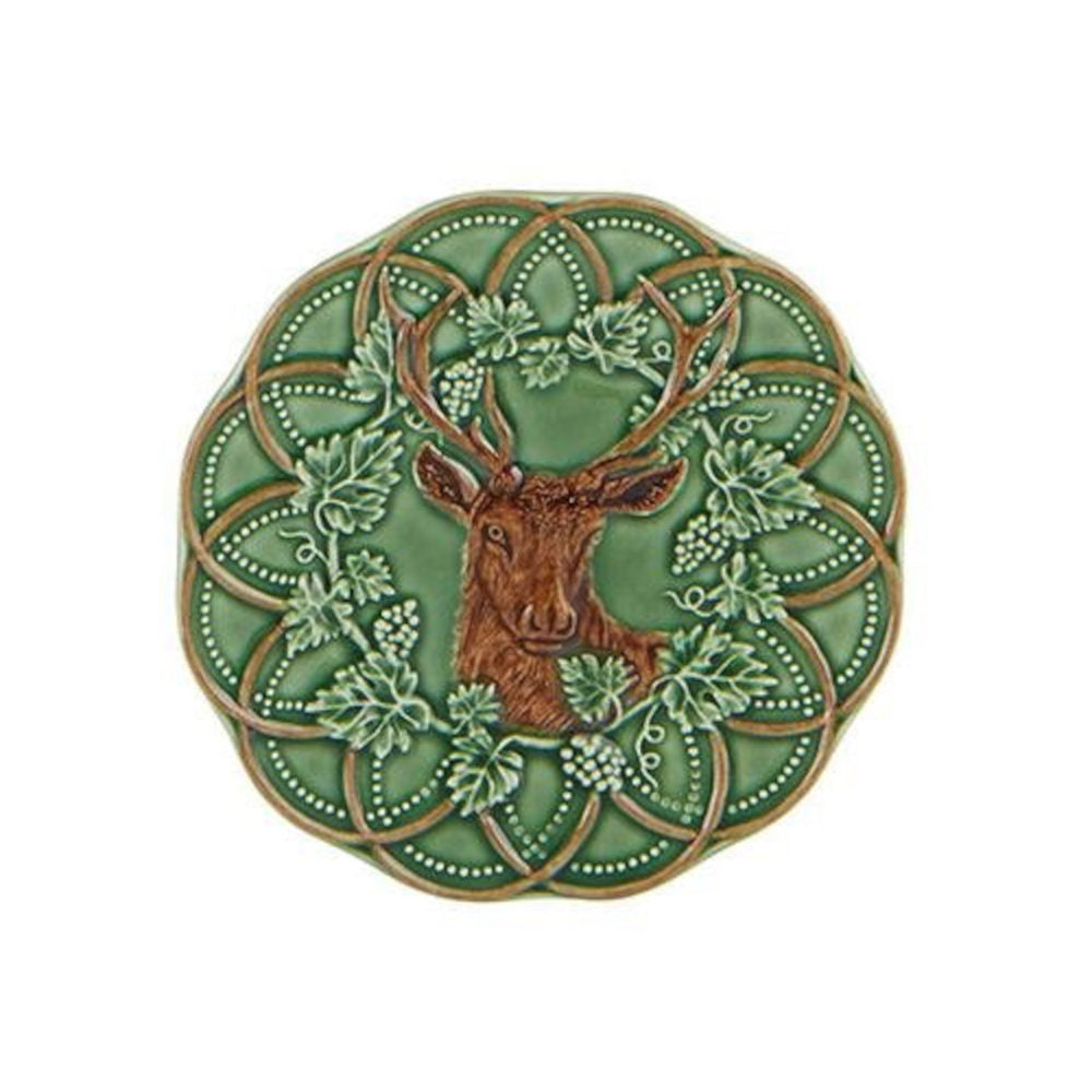 Bordallo Pinheiro Deer Plate Vine Green 16.5cm | Minimax
