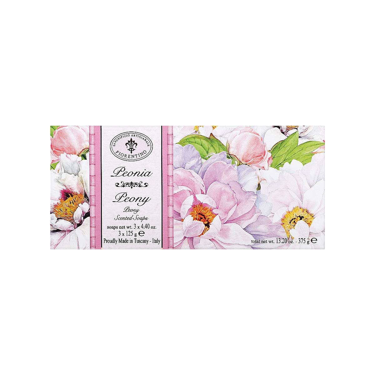 Saponificio Artigianale Fiorentino Peony Boxed Soap Bouquet Rectangular 125g (Set of 3) | Minimax