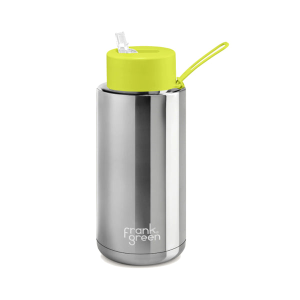 Frank Green Bottle with Straw Lid Silver & Yellow 1L | Minimax