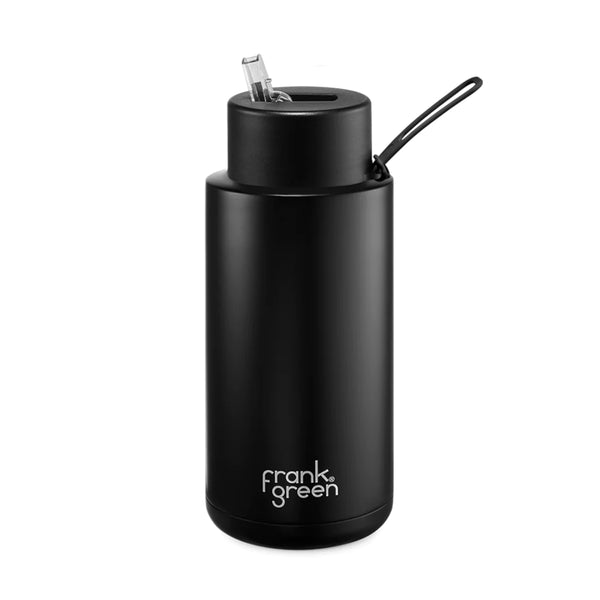 Frank Green Reusable Ceramic Bottle with Straw Lid Black 1L | Minimax