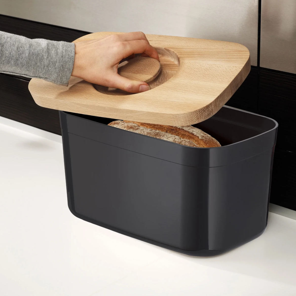 Joseph Joseph Bread Bin with Cutting Board Black | Minimax