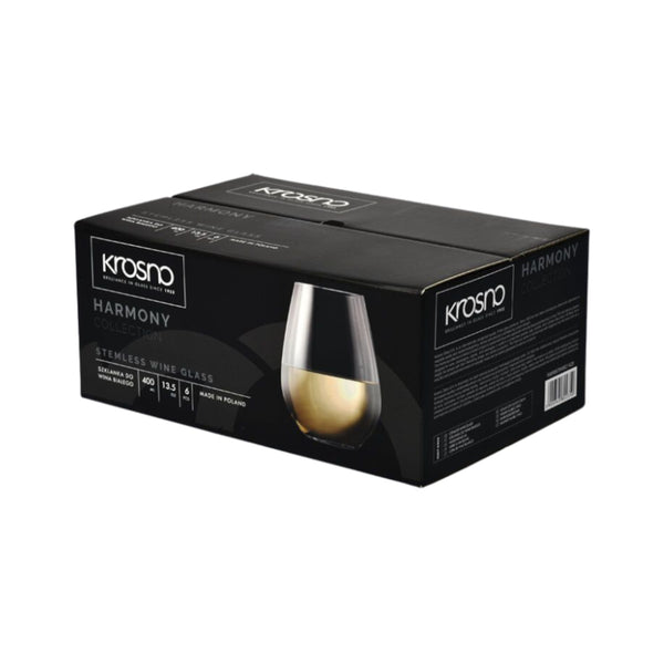 Krosno Harmony Stemless Wine Glasses 400ml (Set of 6) Minimax