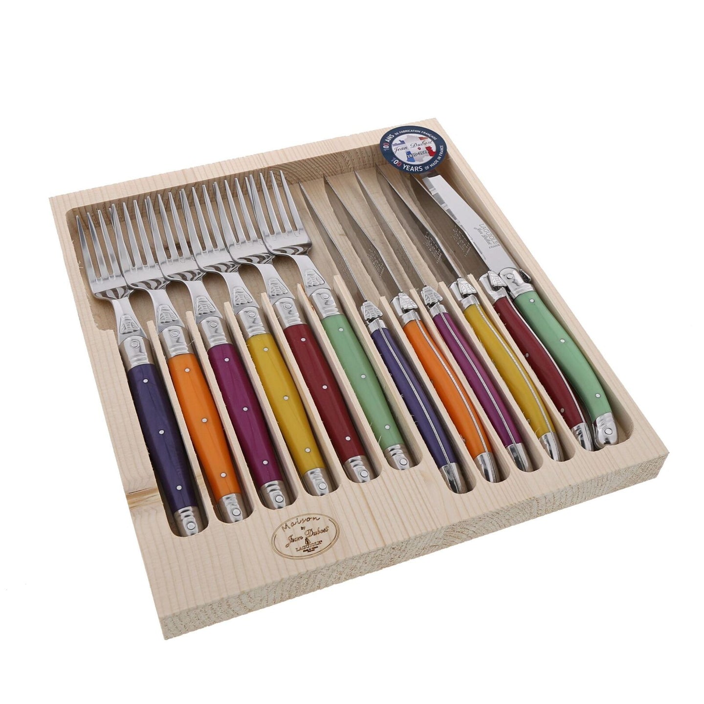 Laguiole Jean Dubost Maison Cutlery Set Mixed Colours 12 Piece