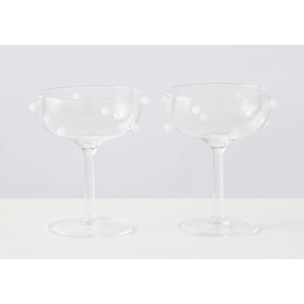 Maison Balzac Pomponette Champagne Coupe Glasses Clear 125ml (Set of 2) | Minimax