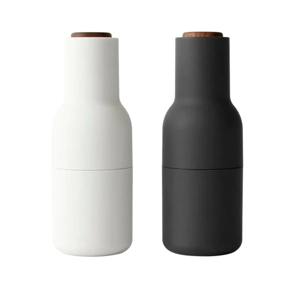 Menu 2 Pack Bottle Grinders Walnut Top Ash & Carbon | Minimax
