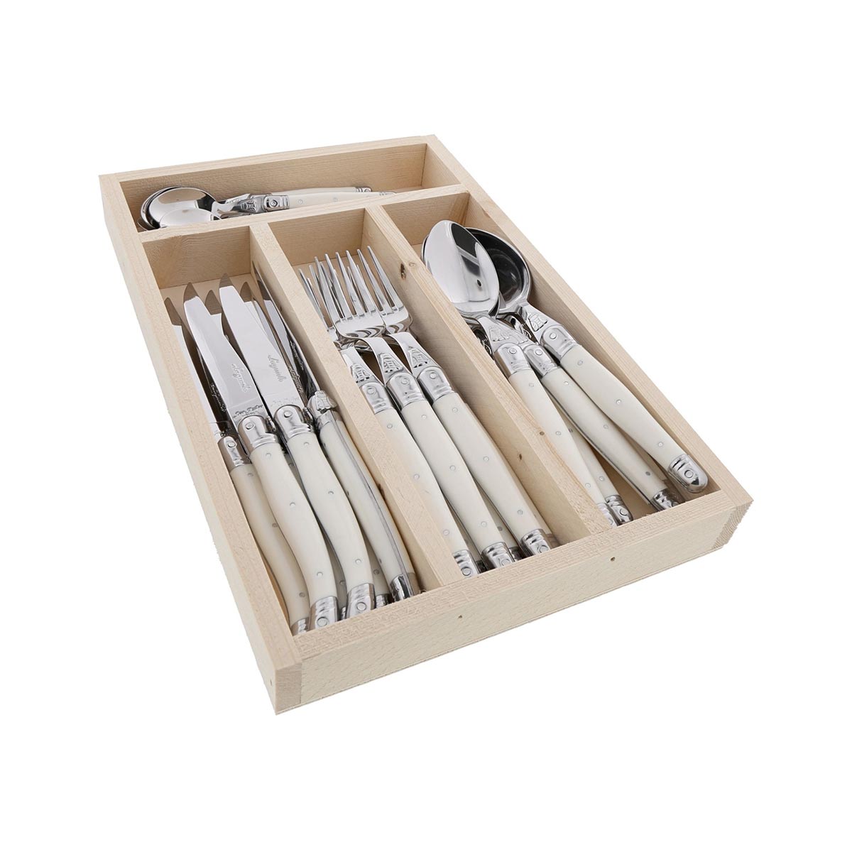 Laguiole Jean Dubost Deluxe Cutlery Set White 24 Pieces Minimax