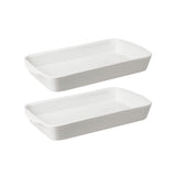 Pillivuyt Deep Rectangular Bakers Set of 2 – angled view of bakers stacked
