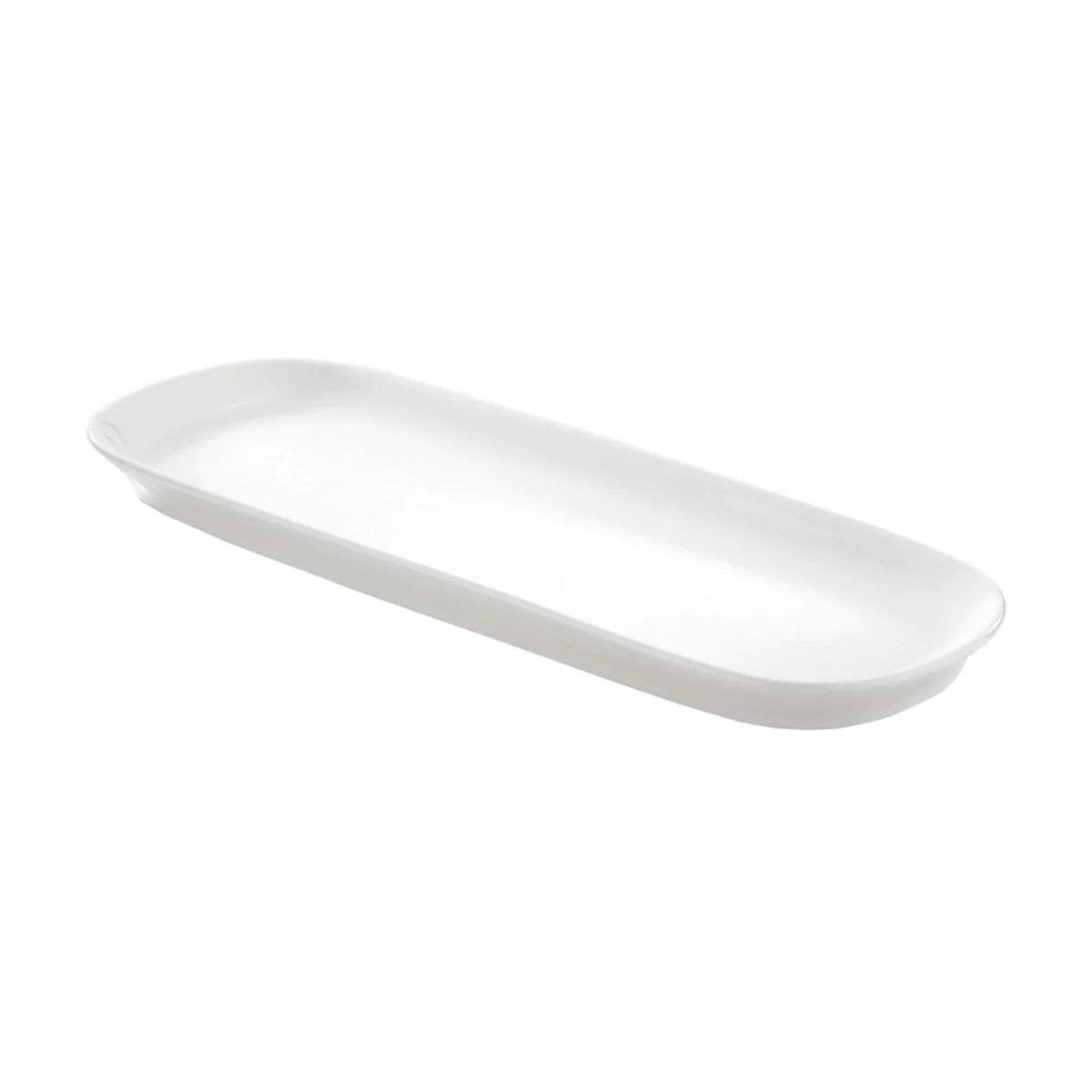 Pillivuyt Salmon Platter 53cm – side view with elongated oval shape and smooth white porcelain finish