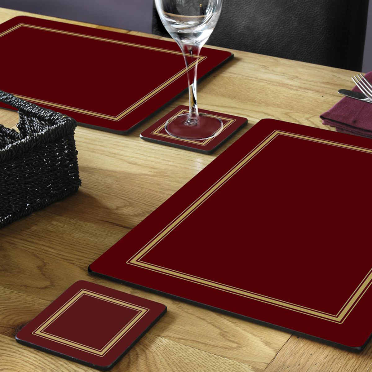 Pimpernel Classic Coaster Burgundy Set of 6 Minimax