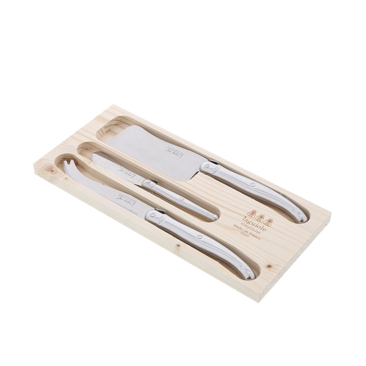 Laguiole Jean Dubost Simplicite Stainless Steel Cheese Set with Cleaver | Minimax