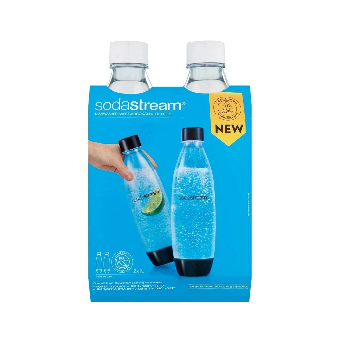 SodaStream Fuse Twin Pack Dishwasher Safe Carbonating Bottles White 1L | Minimax