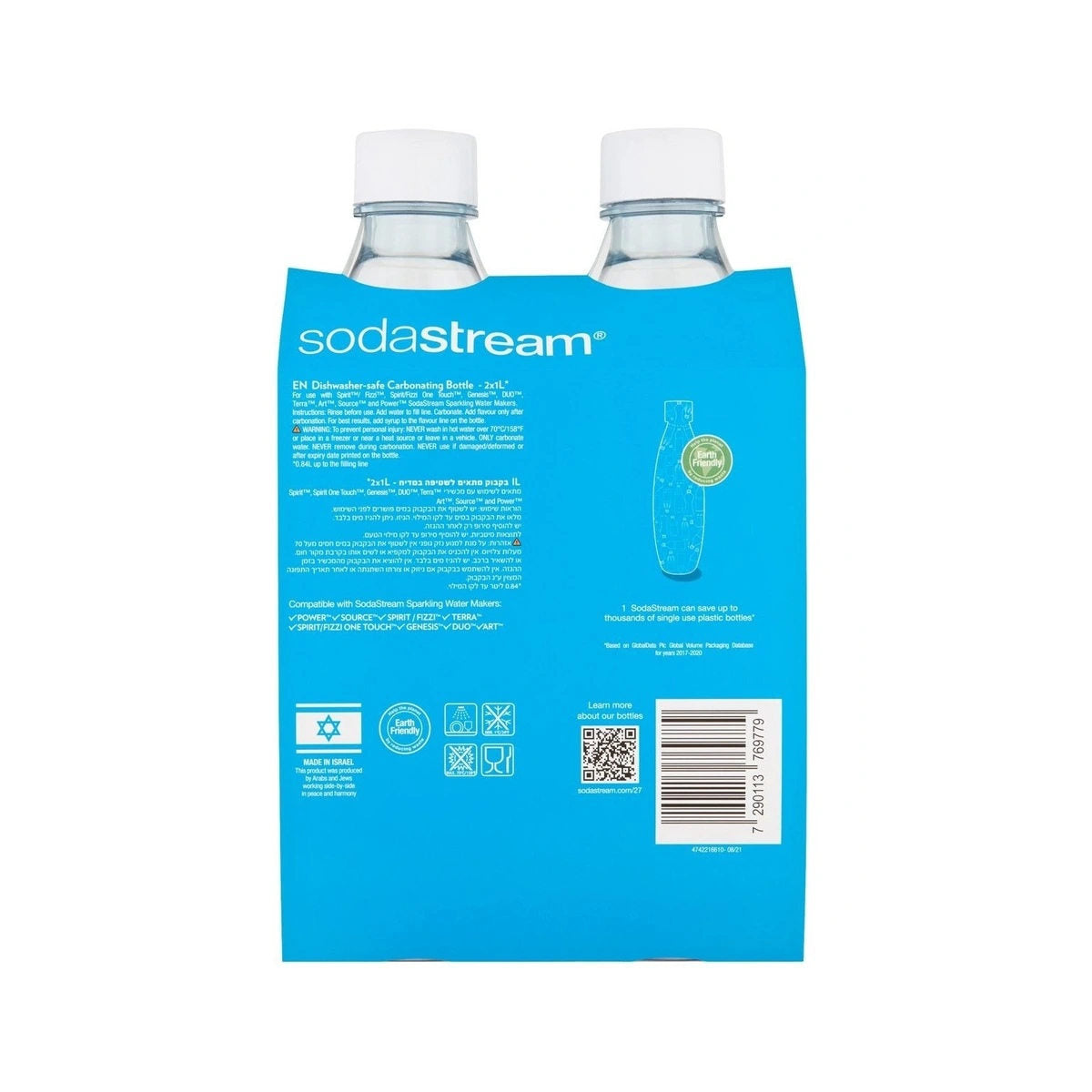 SodaStream Fuse Twin Pack Dishwasher Safe Carbonating Bottles White 1L | Minimax