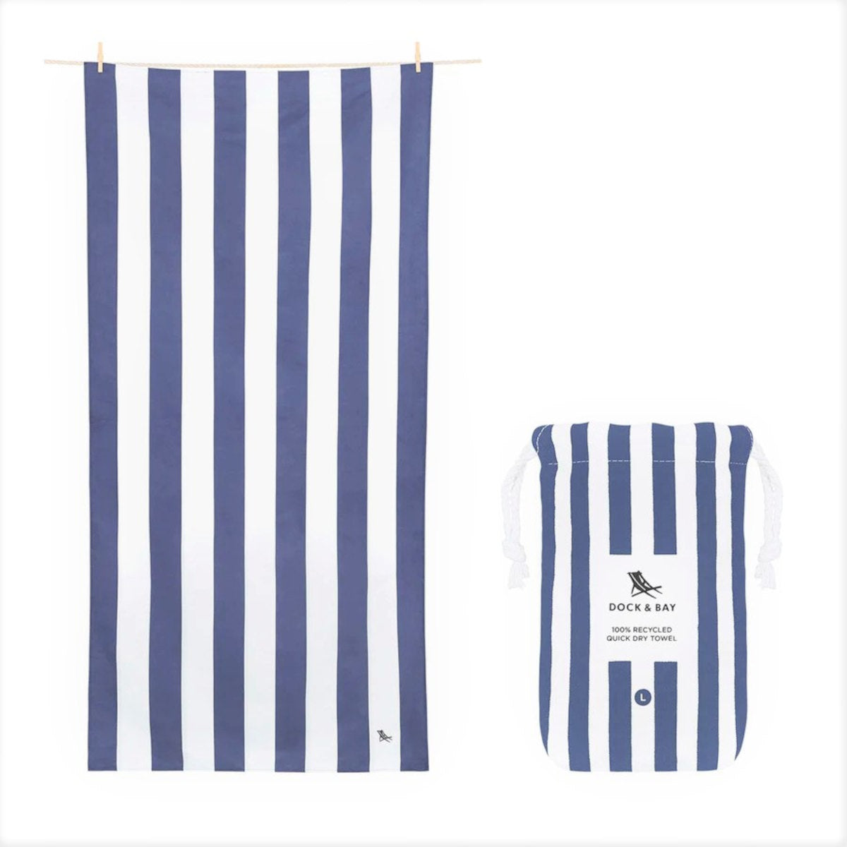 Dock & Bay Cabana Collection Whitsunday Beach Towel Blue Large 160 x 90cm