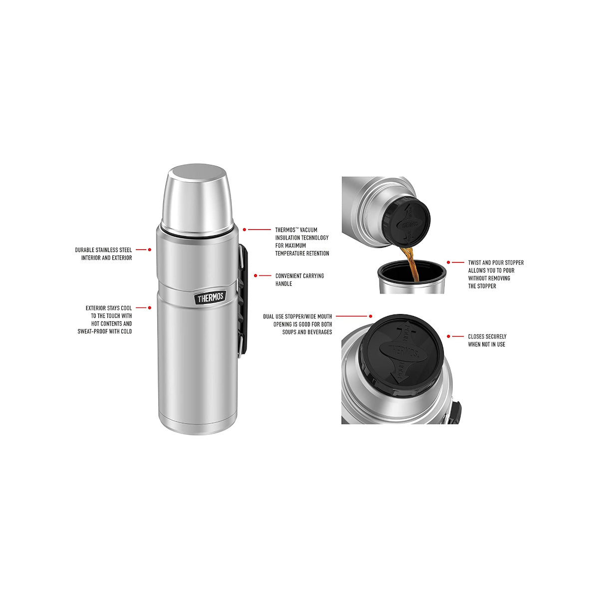 Thermos Stainless King Vacuum Insulated Flask Stainless Steel 2L Minimax