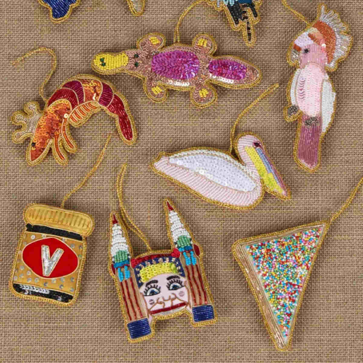 Vixen & Velvet Vegemite Sequin Ornament Gold 9cm | Minimax