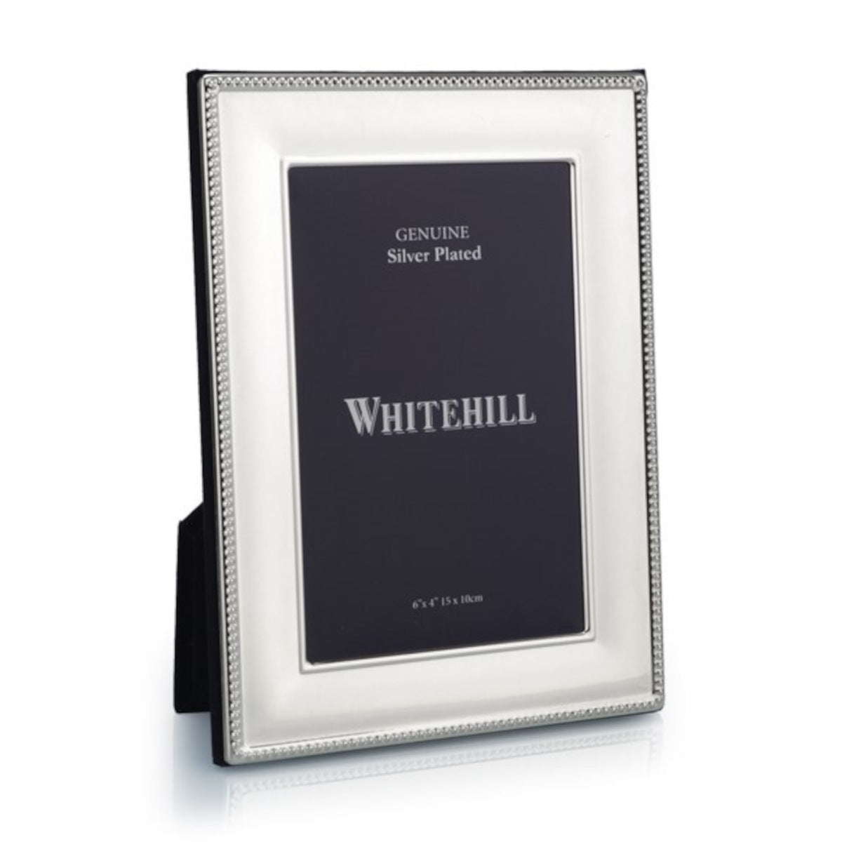 Whitehill Plate Frame Bead Velvet Back Silver 15cm x 10cm