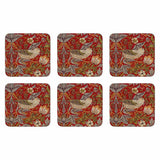Pimpernel Strawberry Thief Coasters Red Set of 6 | Minimax