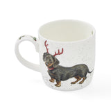 Royal Worcester Wrendale Dachshund Snow Christmas Mug 300ml | Minimax