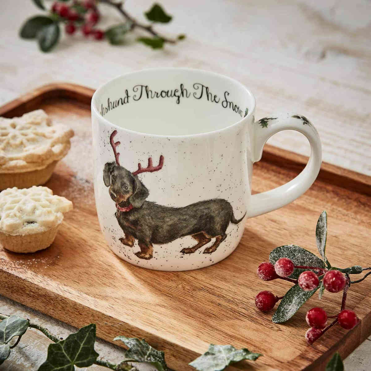 Royal Worcester Wrendale Dachshund Snow Christmas Mug 300ml | Minimax