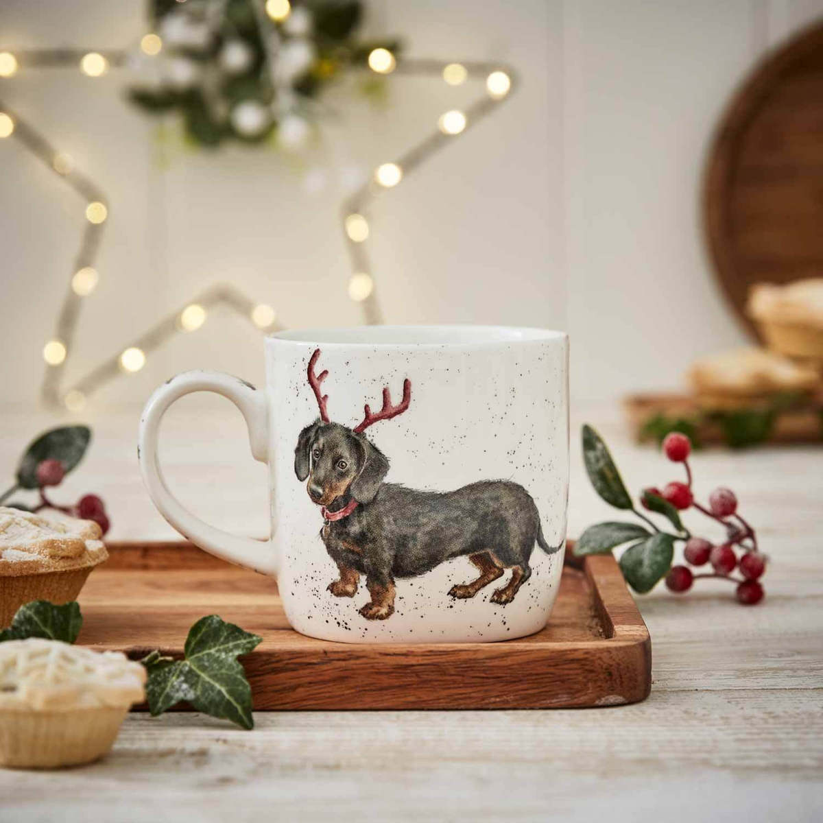 Royal Worcester Wrendale Dachshund Snow Christmas Mug 300ml | Minimax