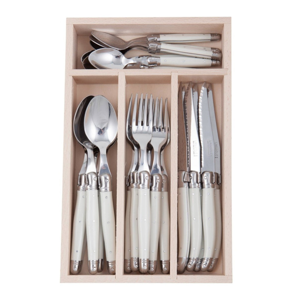 Laguiole Andre Verdier Debutant 24 Piece Cutlery Set White | Minimax