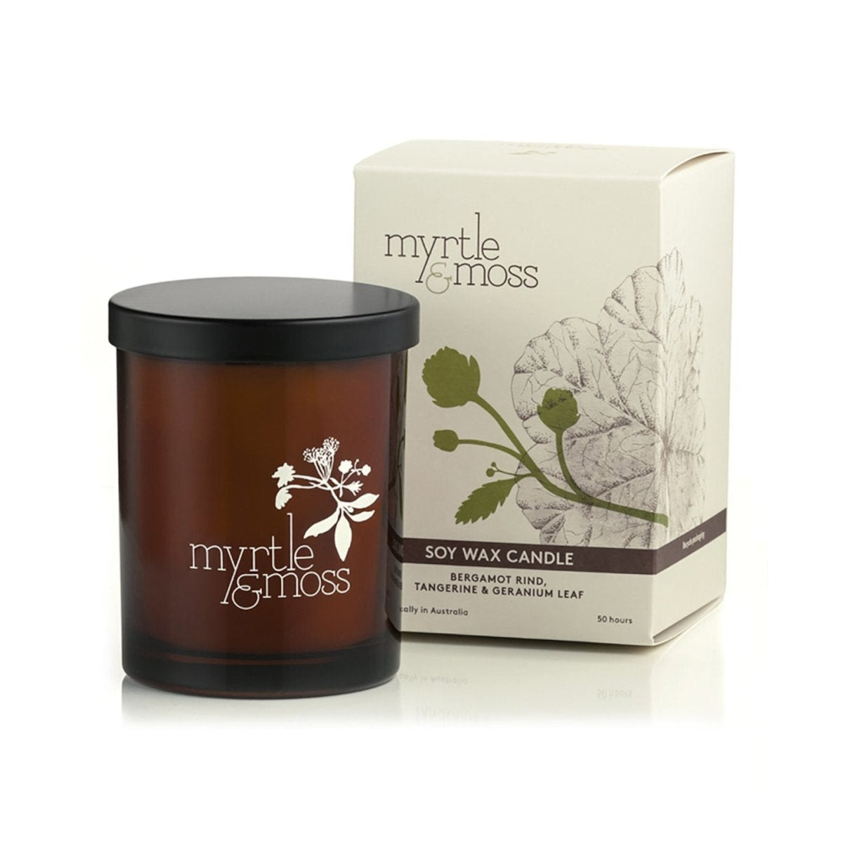 Myrtle and Moss Bergamot Rind, Tangerine & Geranium Leaf Soy Wax Candle