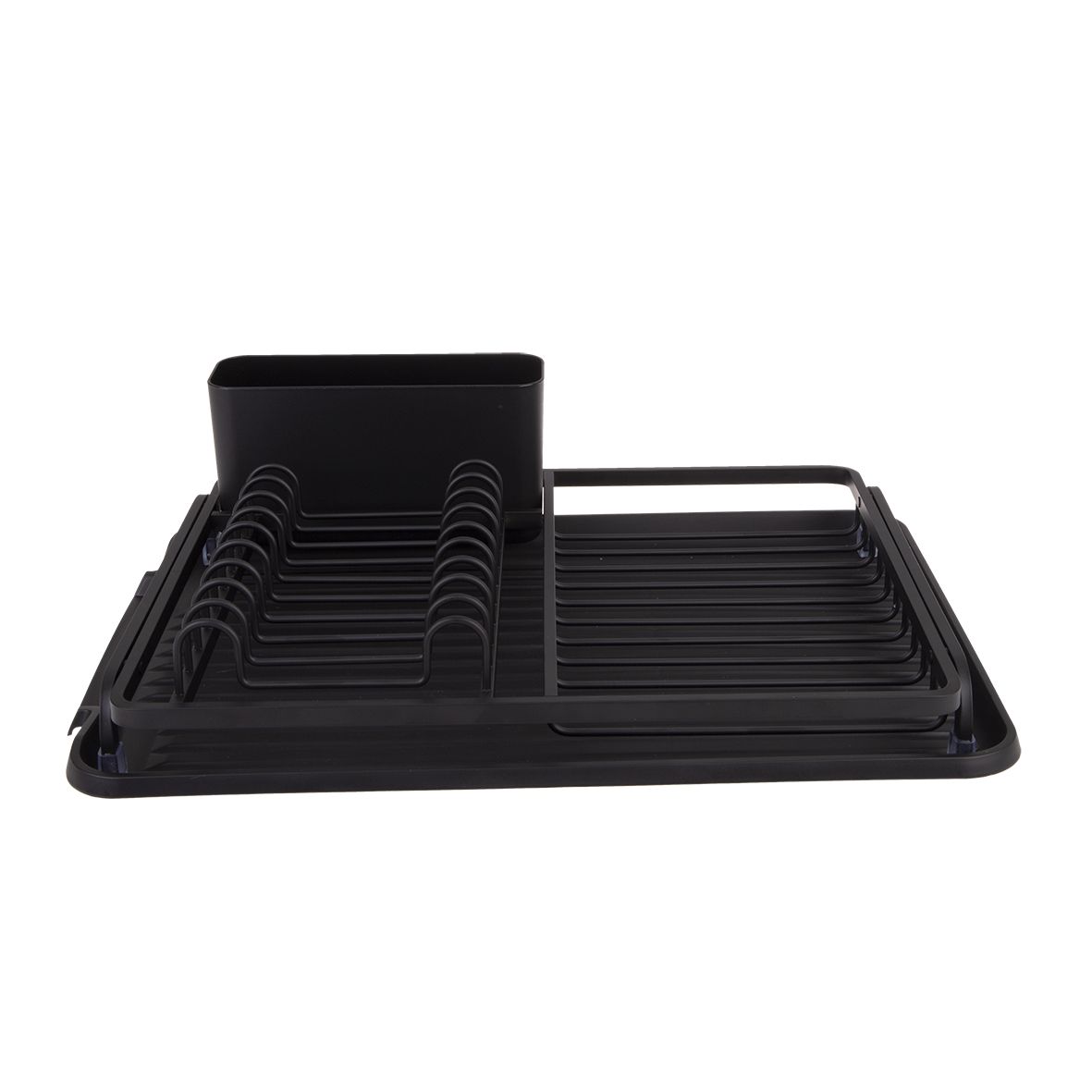 Black Aluminium Dish Rack with Draining Board - Minimax