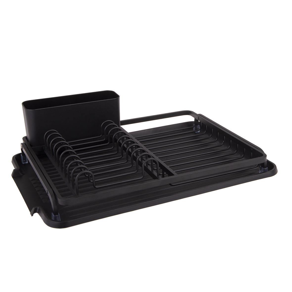 Black Aluminium Dish Rack with Draining Board - Minimax